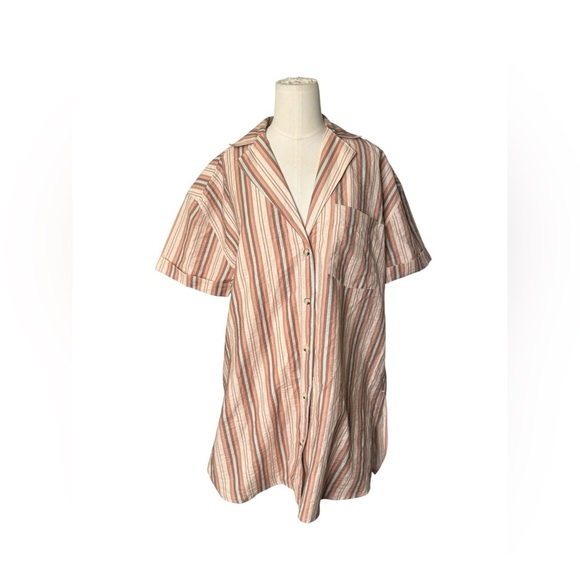 FREE PEOPLE | Oversized Short Sleeve Button Down Shirt Sz XS - Picture 2 of 7